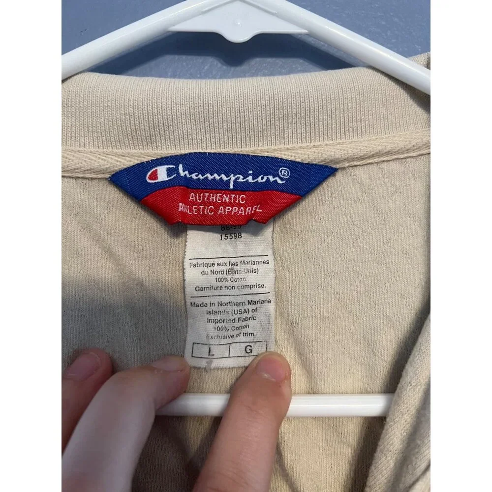 NFL Green Bay‎ Packers Champion Textured Beige Polo Size Large, Embroidered Logo